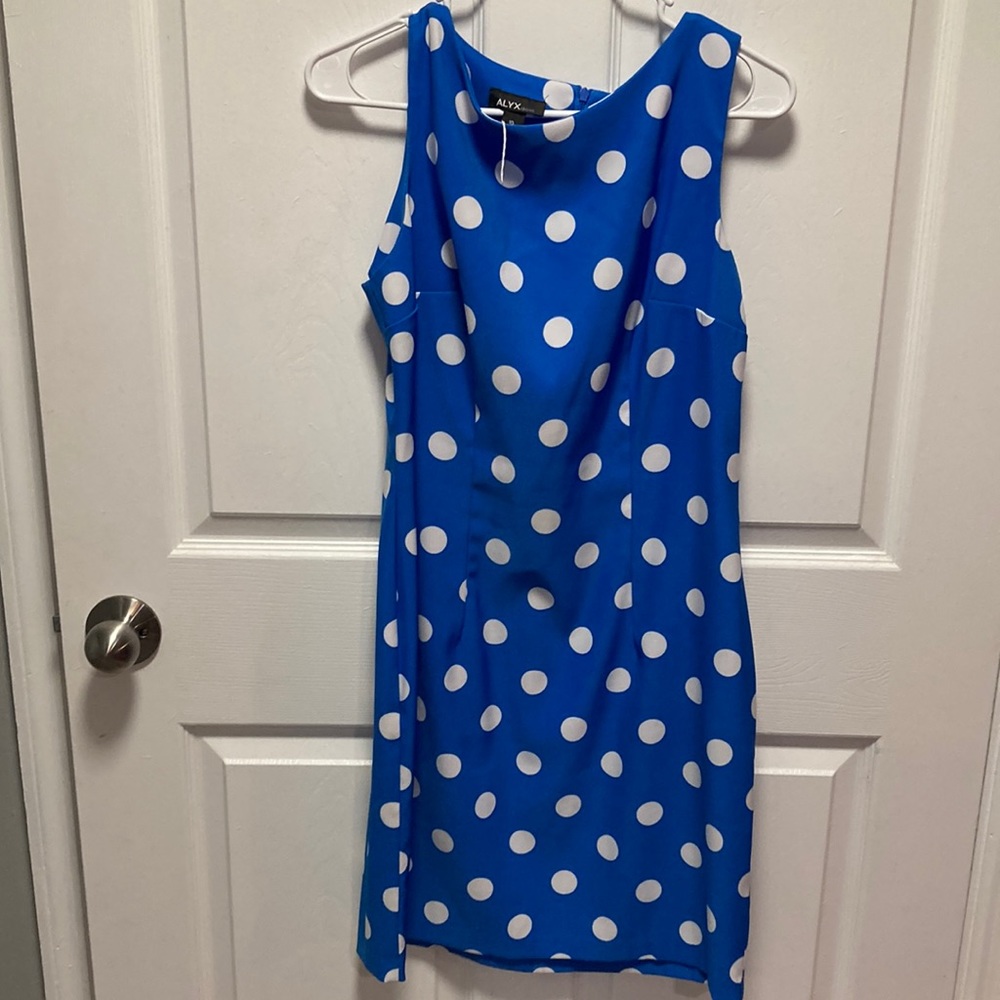 Blue and white polka dot sleeveless dress size 10